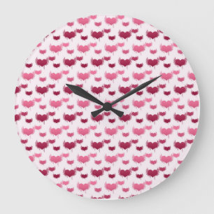 Rosa und rote fliegende Herzen Große Wanduhr