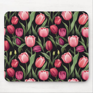 Rosa und Rote Flora Tulip Mousepad