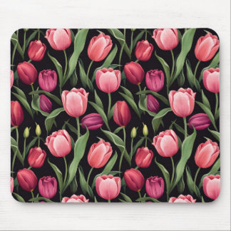 Rosa und Rote Flora Tulip Mousepad