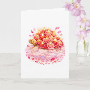 Rosa und rote Geburtstagsrosen Sulcata-Schildkröte Karte