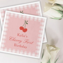 Rosa und Rote Girl's Cherry Erster Geburtstag