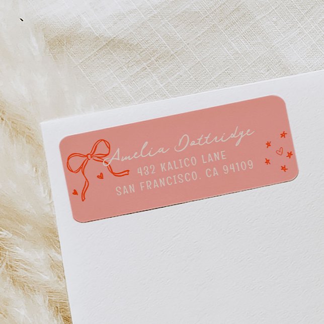 Rosa und Rote Girly Sketch Rücksendeadresse (Pink and Red Girly Sketch Return Address Label)
