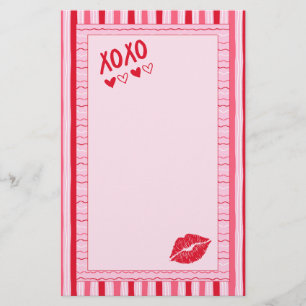 Rosa und rote handgezeichnete Streifen Briefpapier