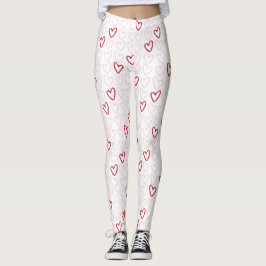 Rosa und Rote Herzen Leggings