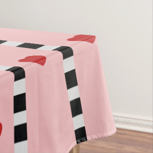 Rosa und rote Herzen Schachbrettstreifen Tischdecke