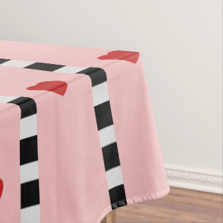 Rosa und rote Herzen Schachbrettstreifen Tischdecke