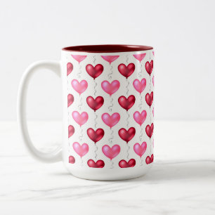 Rosa und rote Herzen Valentinstag Liebe Zweifarbige Tasse
