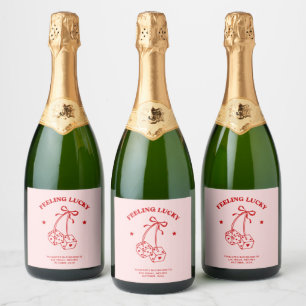 Rosa und Rote Kirsche Bachelorette Champagnerlabel