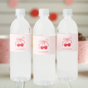 Rosa und Rote Kirsche Geburtstag Wasserflaschenetikett