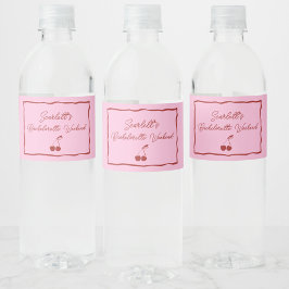 Rosa und Rote Kirsche Junggeselinnen-Abschied Woch Wasserflaschenetikett