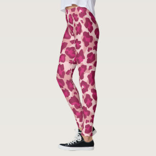 Rosa und rote Leoparden Leggings