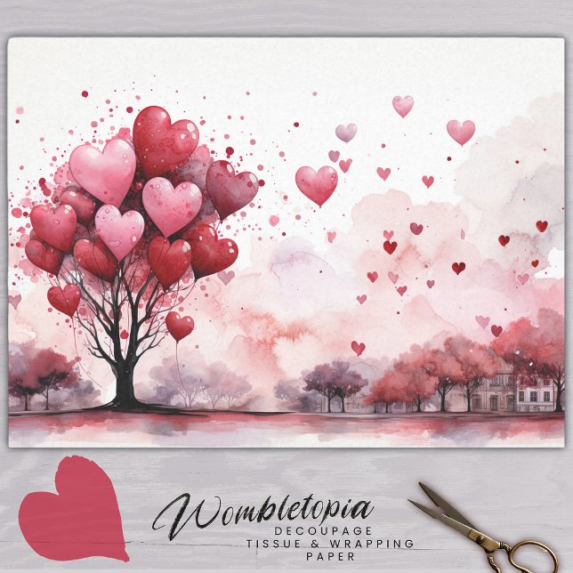 Rosa und Rote Liebe Embrace Herzballonbaum Seidenpapier (Von Creator hochgeladen)