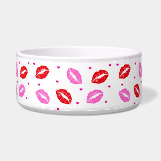 Rosa und rote Lippen und Herz Bowl SM / LG Napf