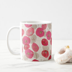 Rosa und rote Mohnblumen floral Kaffeetasse