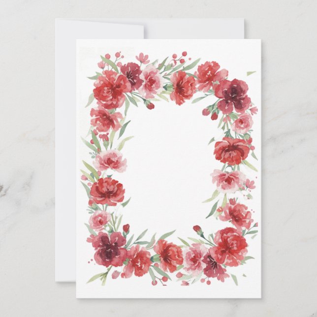 Rosa und rote Nelkenrahmen Einladung (Vorderseite)