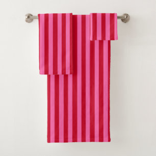 Rosa und rote Pfefferminzstreifen Badhandtuch Set