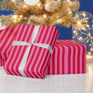 Rosa und rote Pfefferminzstreifen Geschenkpapier