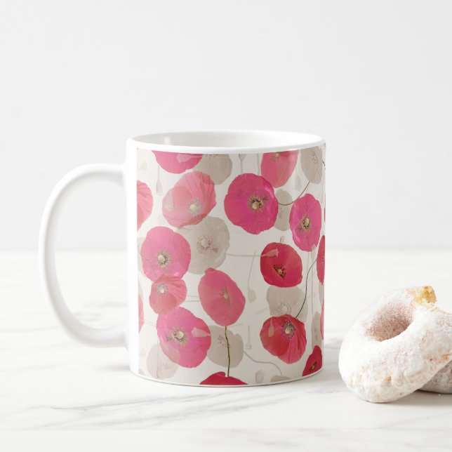 Rosa und Rote Pflaumen Kaffeetasse (Mit Donut)
