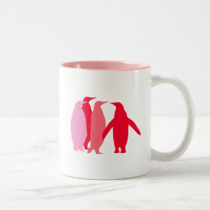 Rosa und rote Pinguine Zweifarbige Tasse
