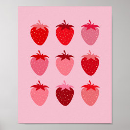 Rosa und Rote, Preppy-Ästhetische Erdbeeren Poster