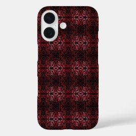 Rosa und rote Punkte und Schnörkelmuster auf Schwa iPhone 16 Hülle