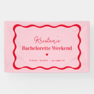 Rosa und rote Retro-Junggesellinnenabschied-Party  Banner