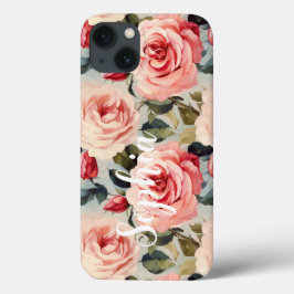 Rosa und Rote Rosen Blumenmuster Case-Mate iPhone Hülle