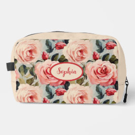 Rosa und Rote Rosen Blumenmuster Waschbeutel