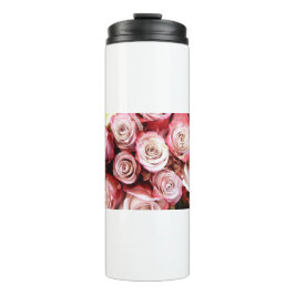 Rosa und Rote Rosen Bouquet Thermosbecher