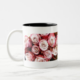 Rosa und Rote Rosen Bouquet Zweifarbige Tasse