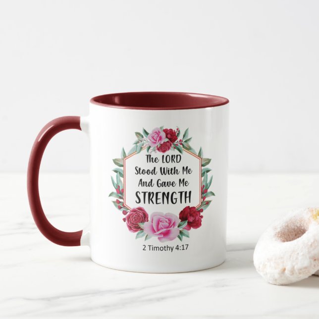 Rosa und Rote Rosen Christliche Tasse (Mit Donut)