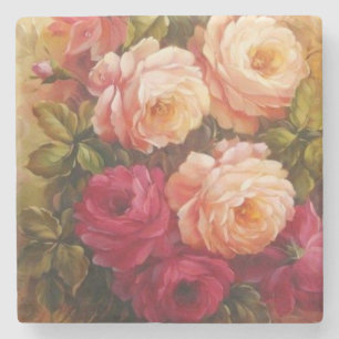 Rosa und rote Rosen Fine Art Steinuntersetzer