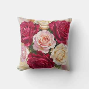 Rosa und Rote Rosen Kissen