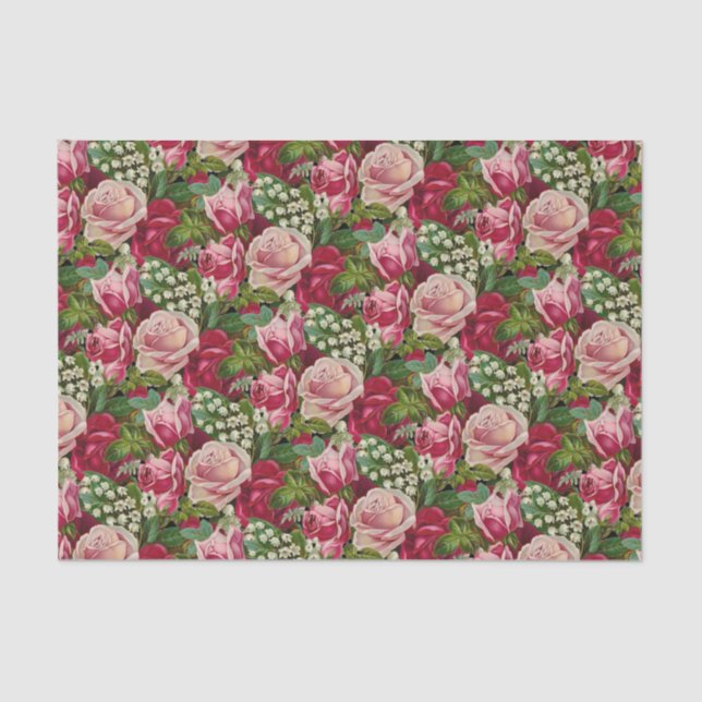 Rosa und Rote Rosen Seidenpapier (Vorderseite)