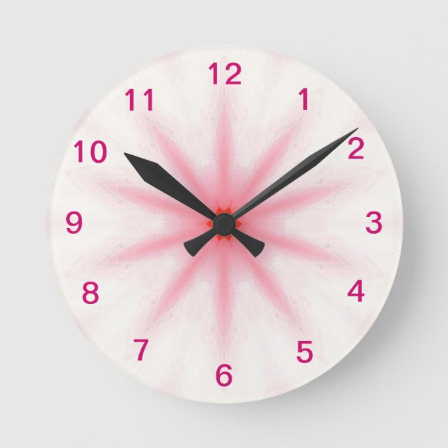 Rosa und rote Sternenmauer Runde Wanduhr (Vorderseite)
