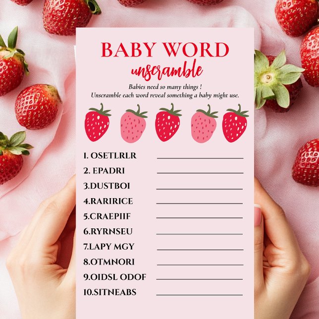 Rosa und rote Strawberry Baby Word entwirren Spiel Flyer (Von Creator hochgeladen)