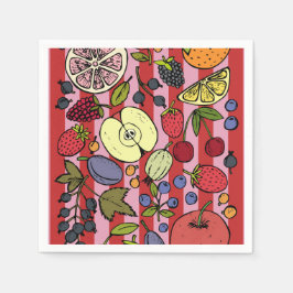 Rosa und rote Streifen mit bunten Früchten Serviette
