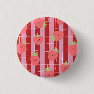 Rosa und rote Streifen mit Erdbeeren Button