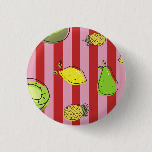 Rosa und rote Streifen mit Fruchtmuster Button