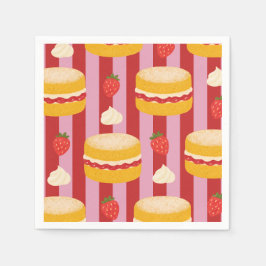 Rosa und rote Streifen mit Kuchenmuster Serviette