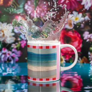 Rosa und rote Streifen Vollbild Kaffeetasse