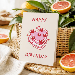 Rosa und rote süße Dessert - Süßer Herz-Kuchen Geb Karte
