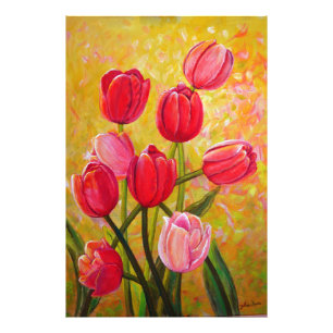 Rosa und rote Tulips Fotodruck