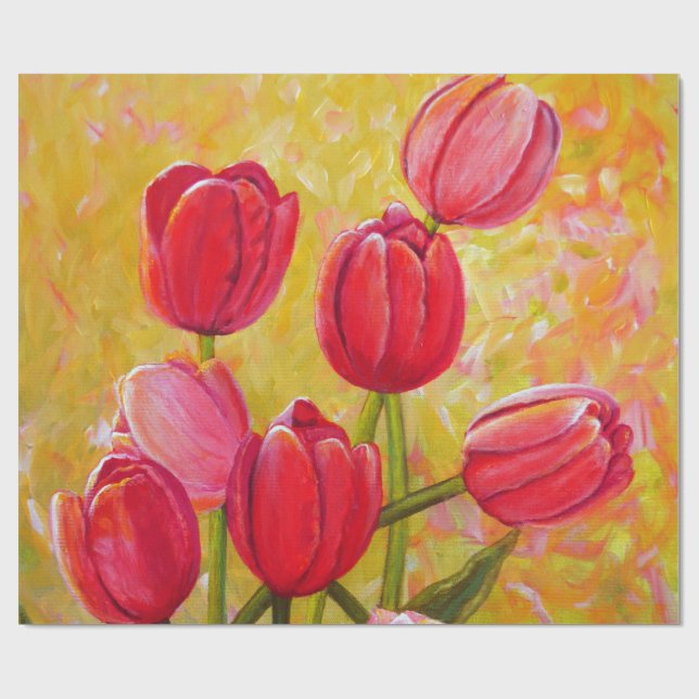 Rosa und rote Tulips Geschenkpapier (Flach)