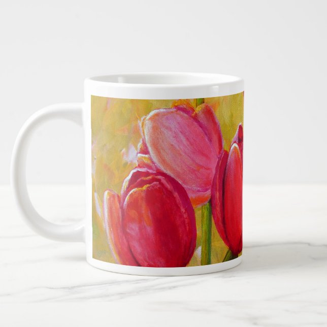 Rosa und rote Tulips Jumbo-Tasse (Links)