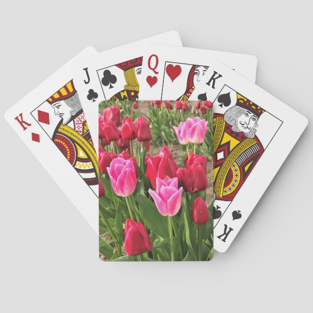 Rosa und Rote Tulissen Spielkarten (Rückseite)