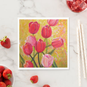 Rosa und Rote Tulpen. Serviette