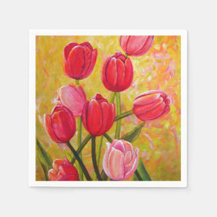 Rosa und Rote Tulpen.  Servietten