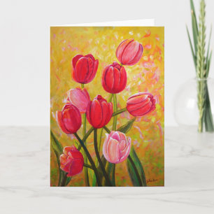 Rosa und rote Tulpenmalerei   Karte