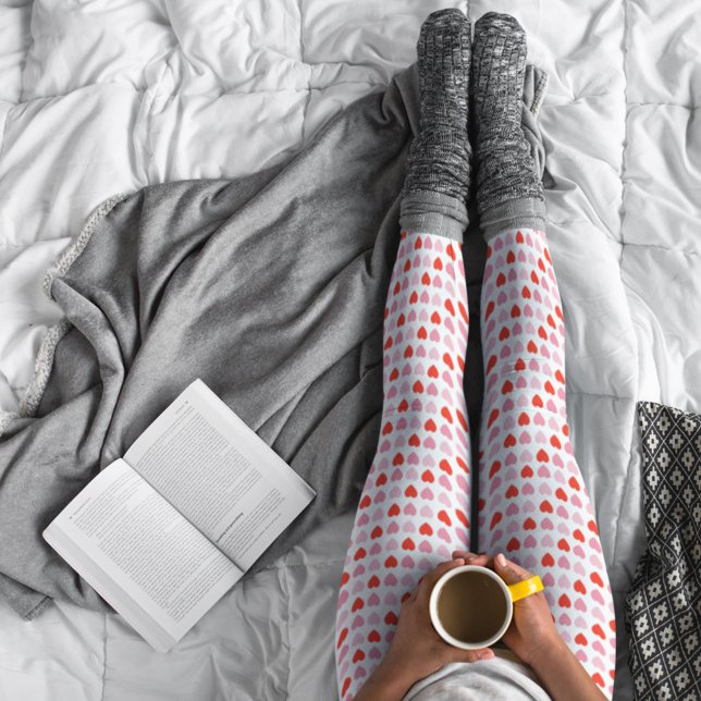 Rosa und rote Valentine Liebe Herzmuster Leggings (Von Creator hochgeladen)